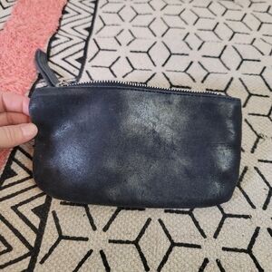 CoFi Metallic Black Sparkle Wristlet Pouch